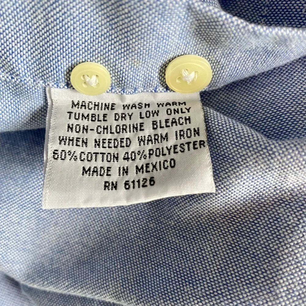 Deansgate Men's Blue Long Sleeve Button Down Shirt Neck 16.5 - Picture 8 of 9